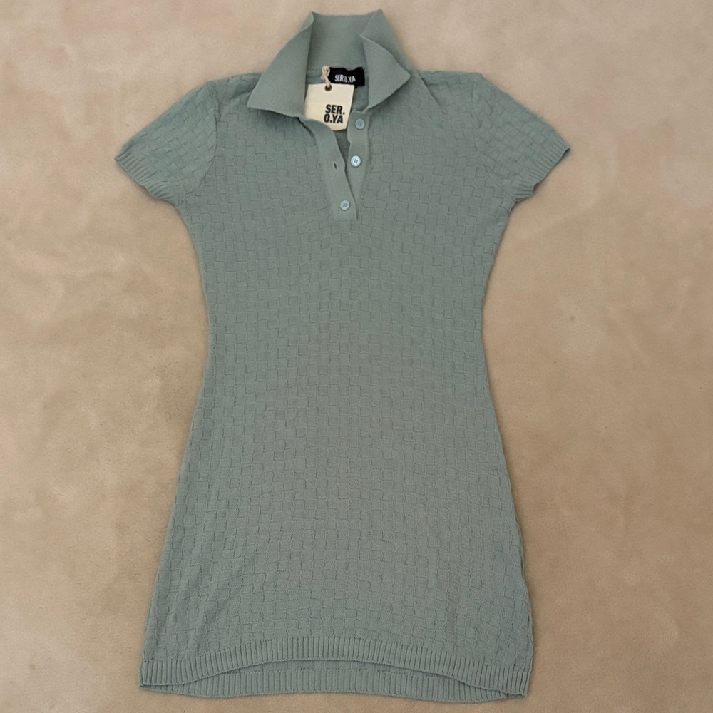 SER.O.YA Textured Green Button Down Shirt